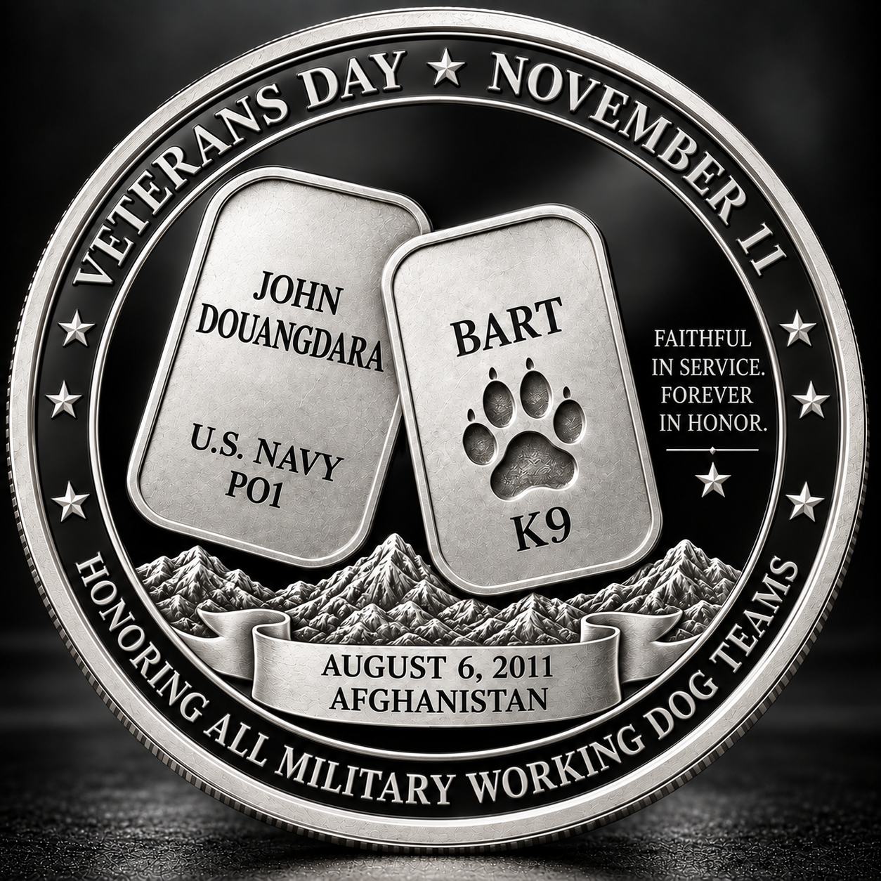 Veterans Day 2026 Special Tribute - Navy K9 Handler John Douangdara & Military Working Dog Bart Legendary Commemorative Coin