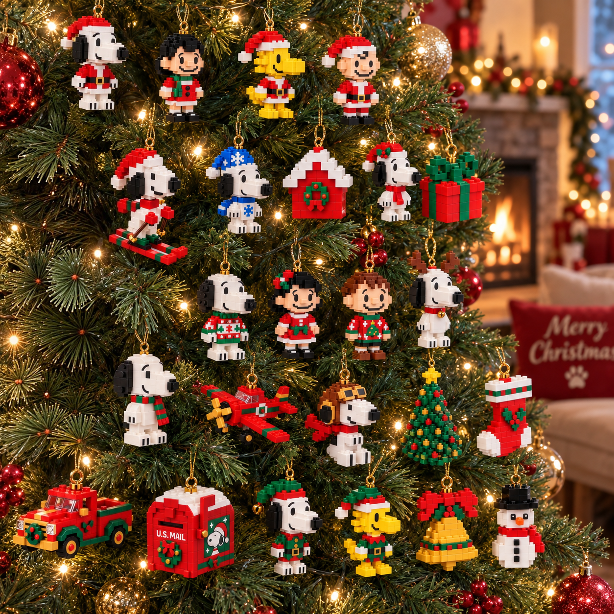 🎄 Christmas Memories – Snoopy 24-Day Mini Brick Ornament Advent Calendar