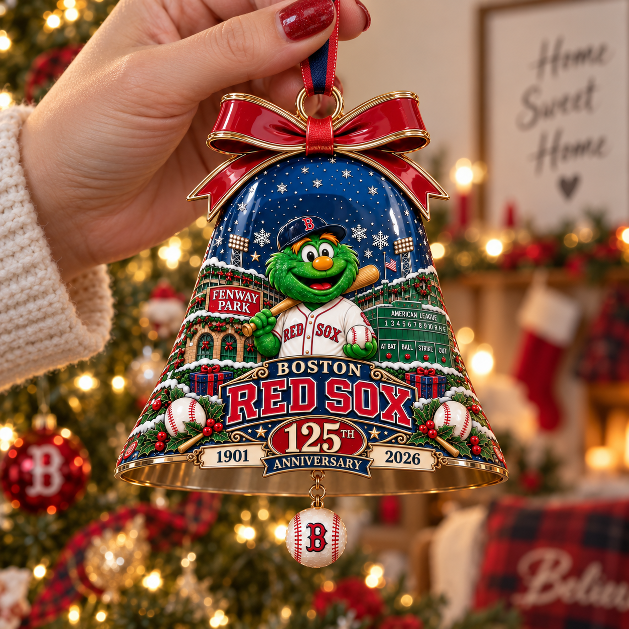 ❤️🔔 125 Years of Boston Memories · Red Sox Legendary Christmas Bell Ornament