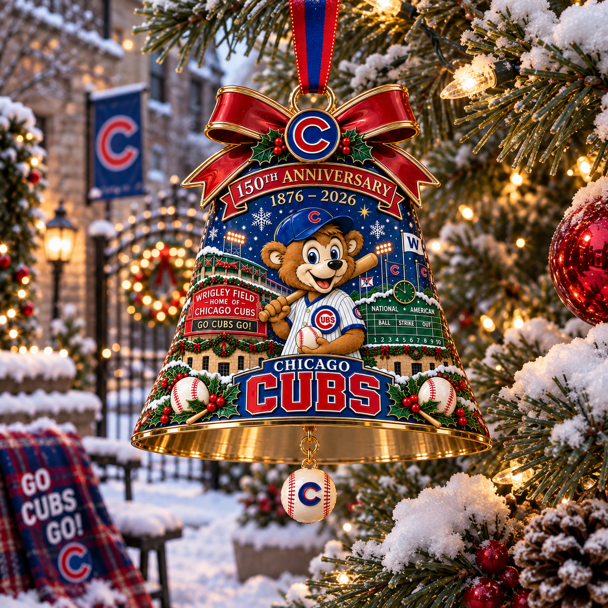 🔔💙 Chicago Cubs 150th Anniversary Family Legendary Christmas Bell Ornament