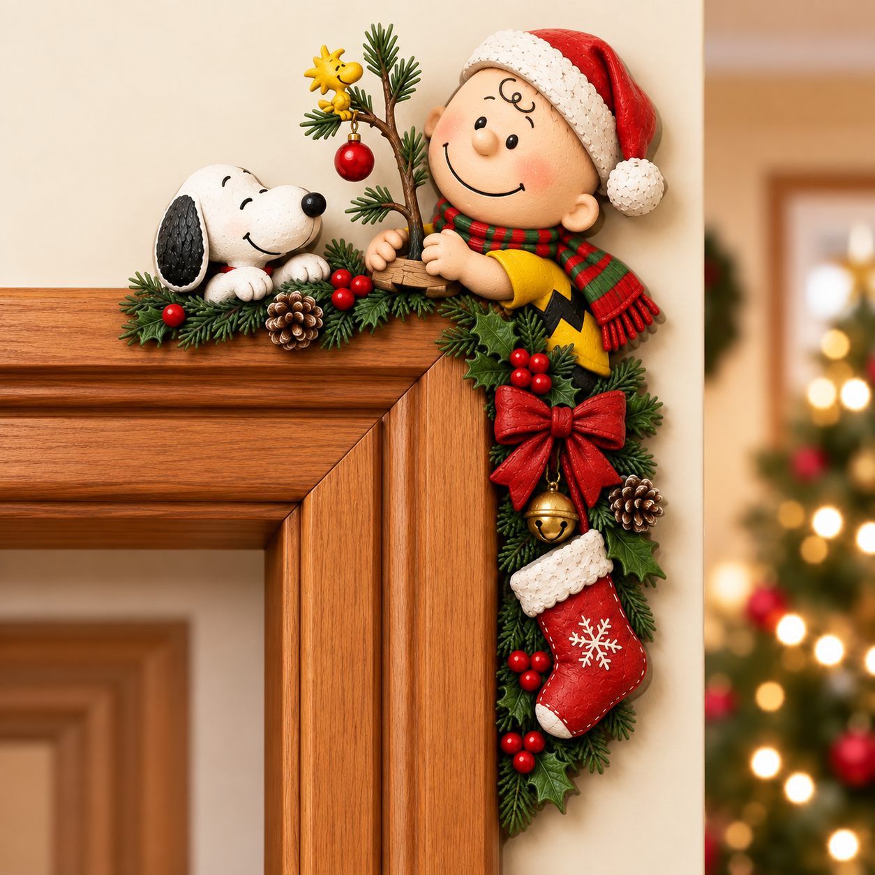 🎄🐾 Snoopy Christmas Memories — Peekaboo Door Frame Corner Decor