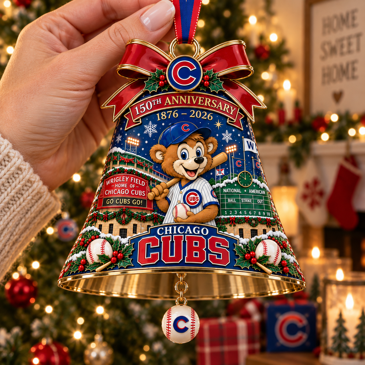 🔔💙 Chicago Cubs 150th Anniversary Family Legendary Christmas Bell Ornament