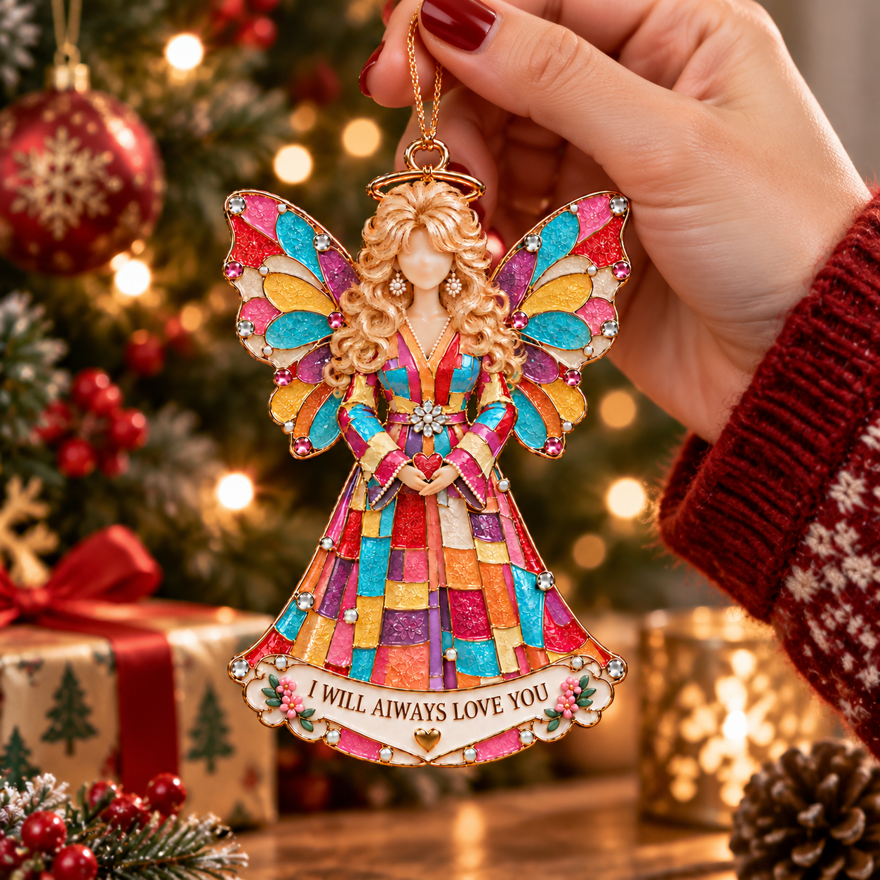 🦋🎶 I Will Always Love You — Dolly Tribute Stained Sea Glass Ornament
