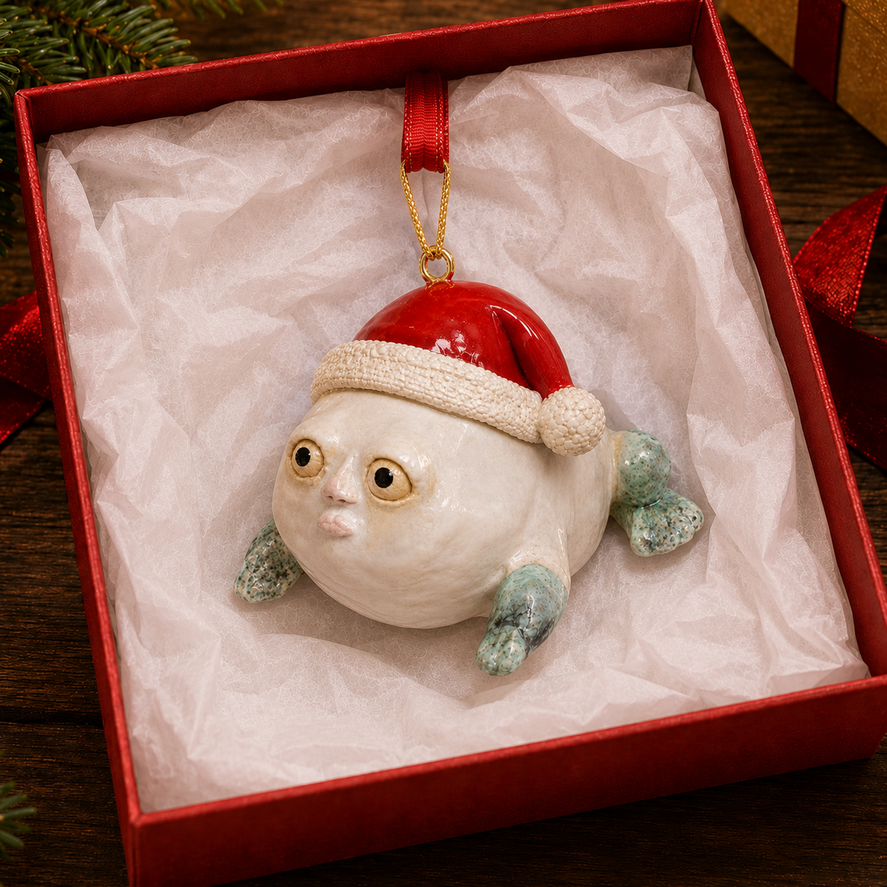 🎄 Whimsical Christmas · Santa Fish Ornament