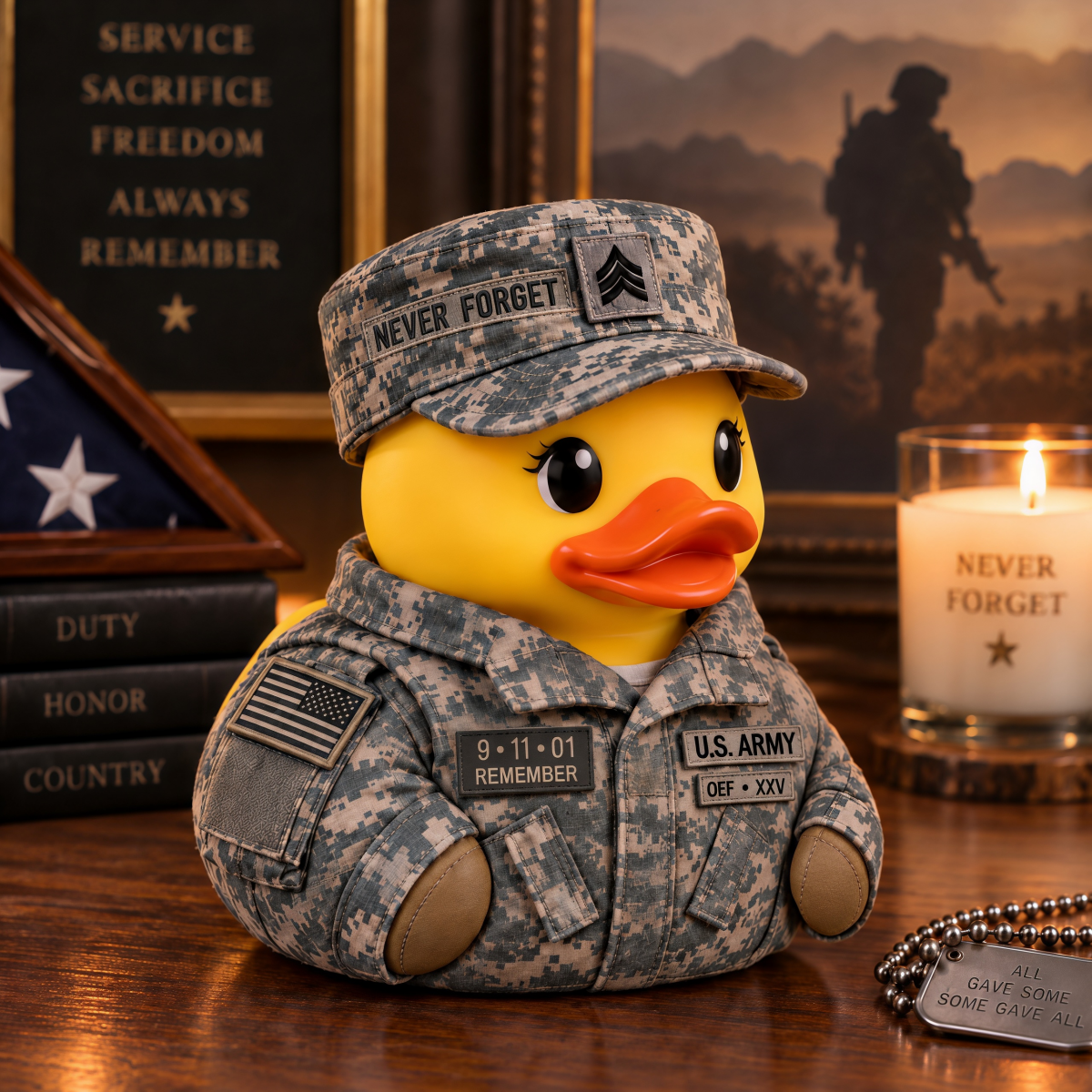 “Never Forget OEF” Forever in Our Hearts Memorial Duck