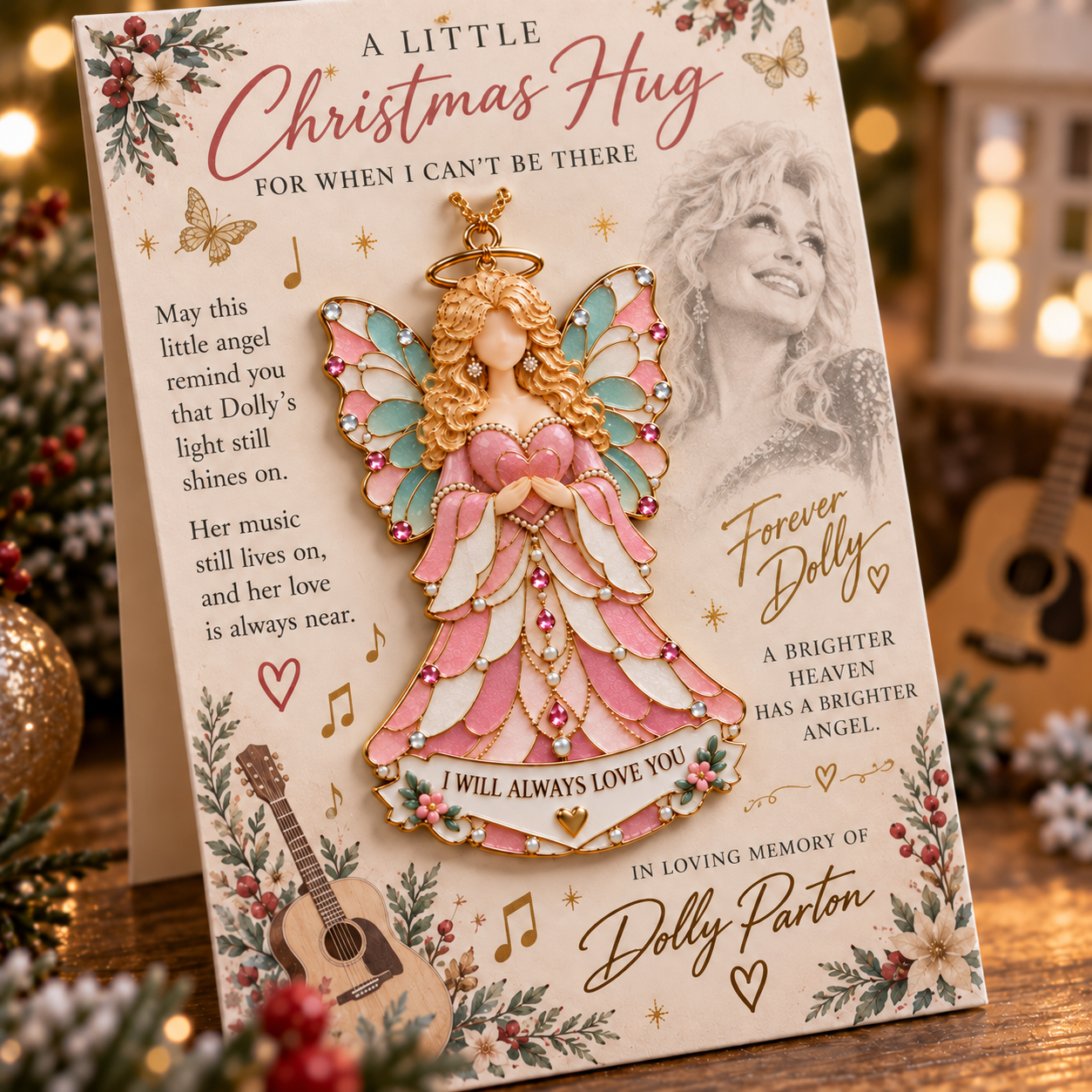🦋🎶 I Will Always Love You — Dolly Tribute Stained Sea Glass Ornament