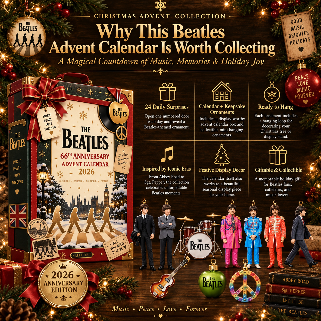 🎸✨ The Beatles 66th Anniversary Legendary Ornament Advent Calendar