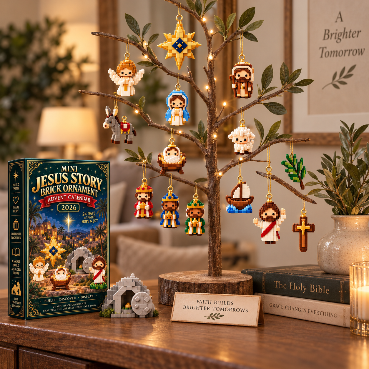 Faith & Hope Mini Jesus Story Brick Ornament Advent Calendar