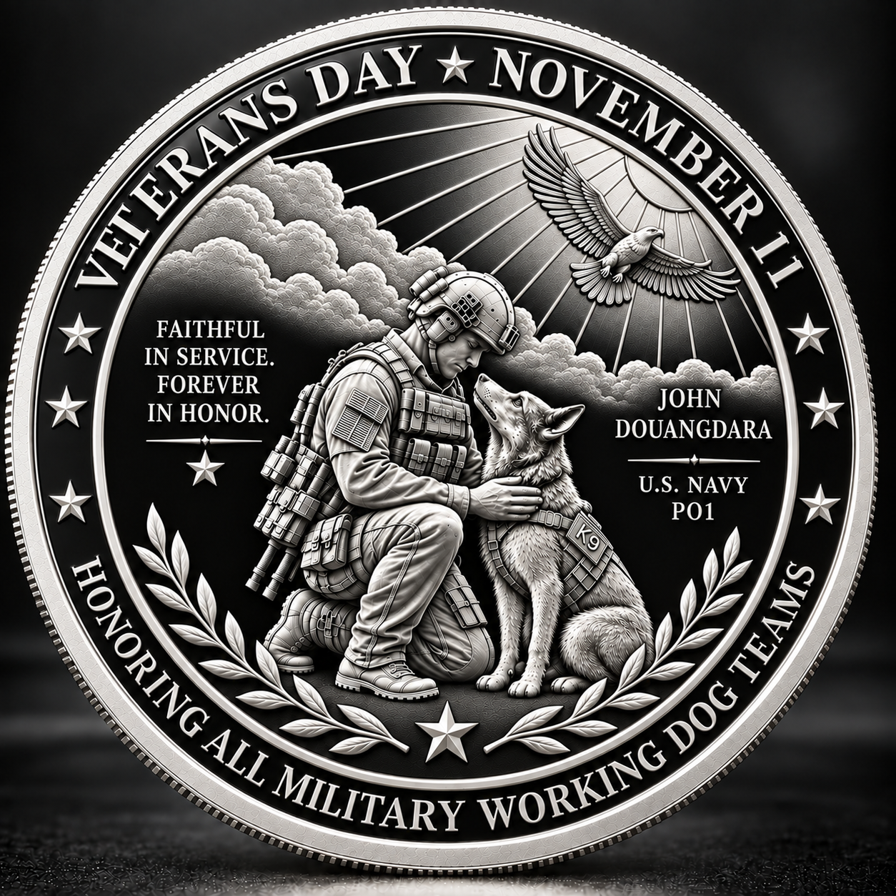 Veterans Day 2026 Special Tribute - Navy K9 Handler John Douangdara & Military Working Dog Bart Legendary Commemorative Coin