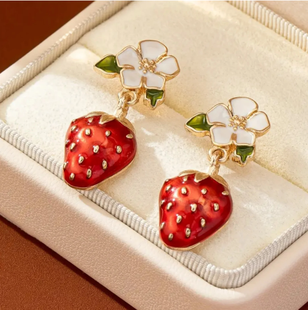 Strawberry Blossom Drop Earrings