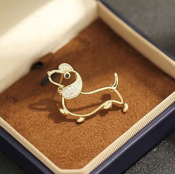 Dachshund Elegance Sparkle Brooch