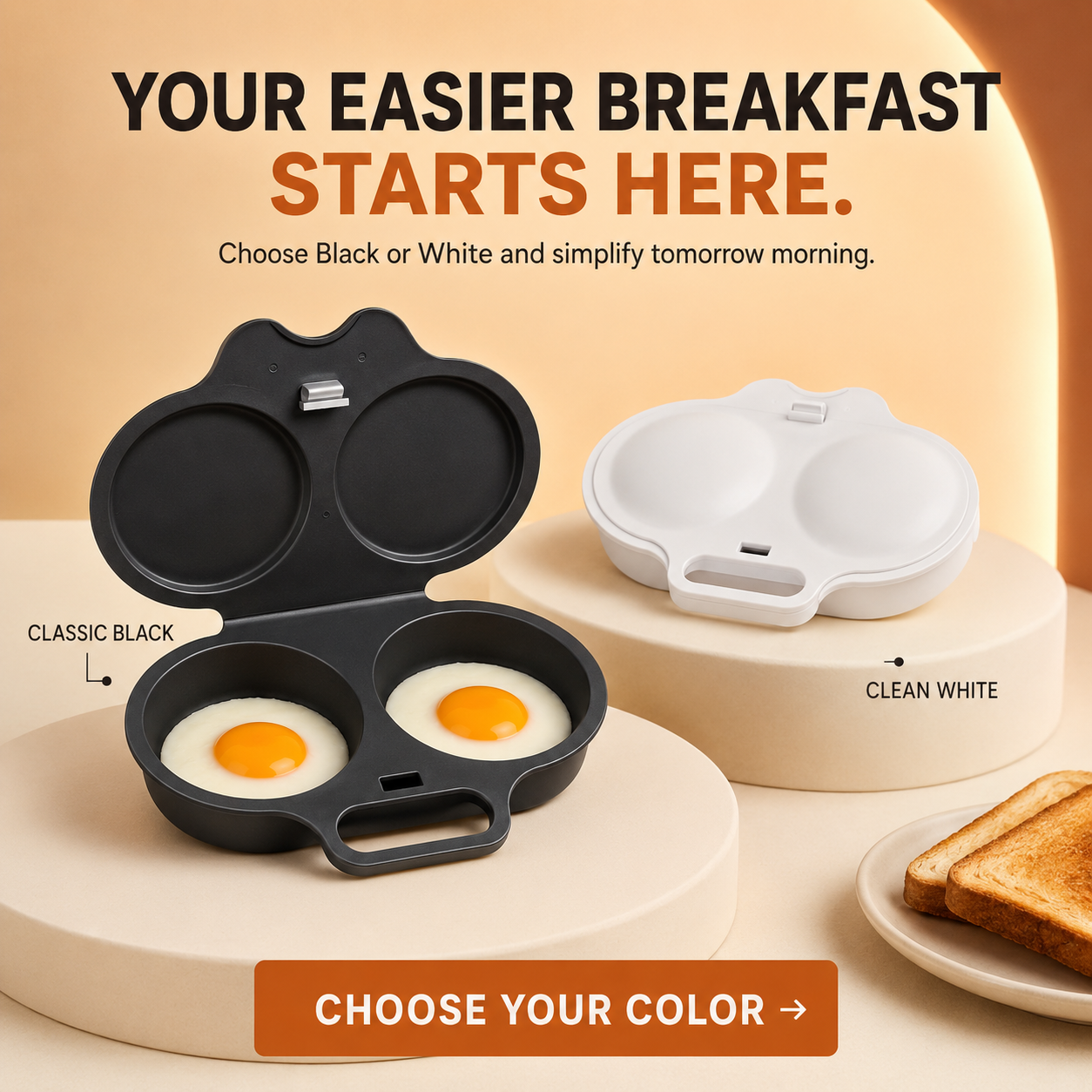 Black and white 2-Egg Microwave Poacher