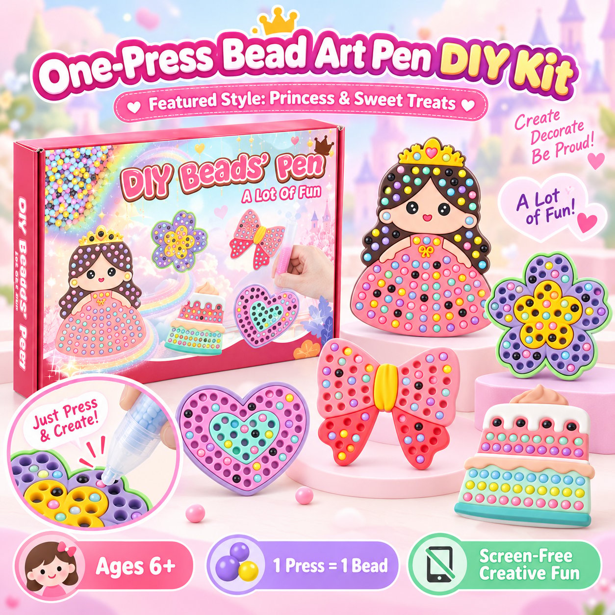 Princess and Sweet Treats One Press Bead Art Pen DIY Kit