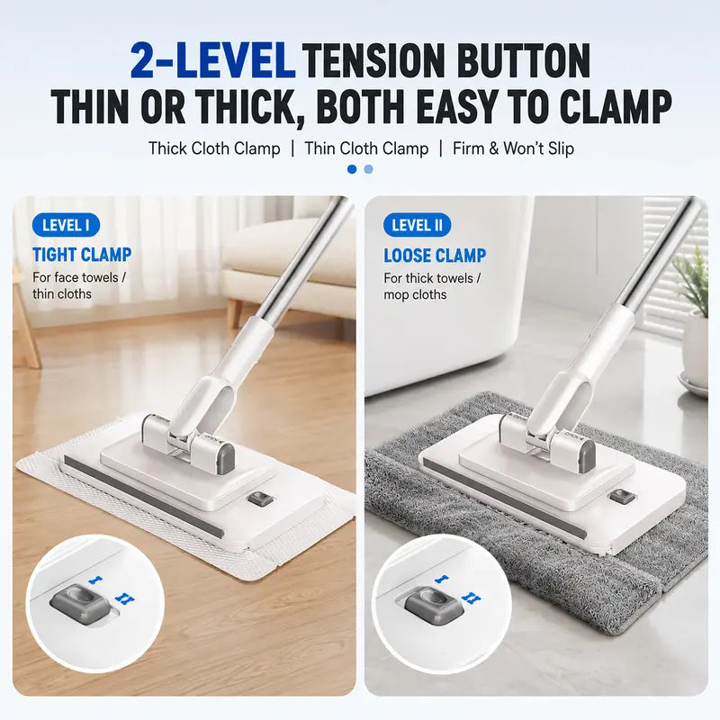 Two-level cleaning cloth clamp system