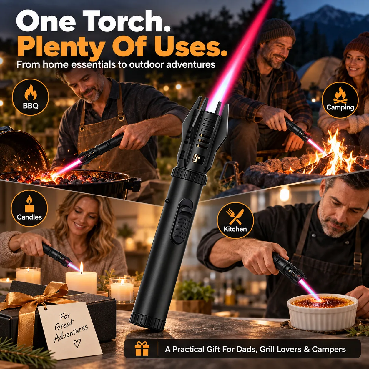 Turbo jet torch lighter for BBQ camping candles and kitchen use