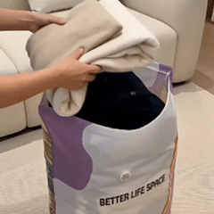 No-pump vacuum storage bag compression demonstration