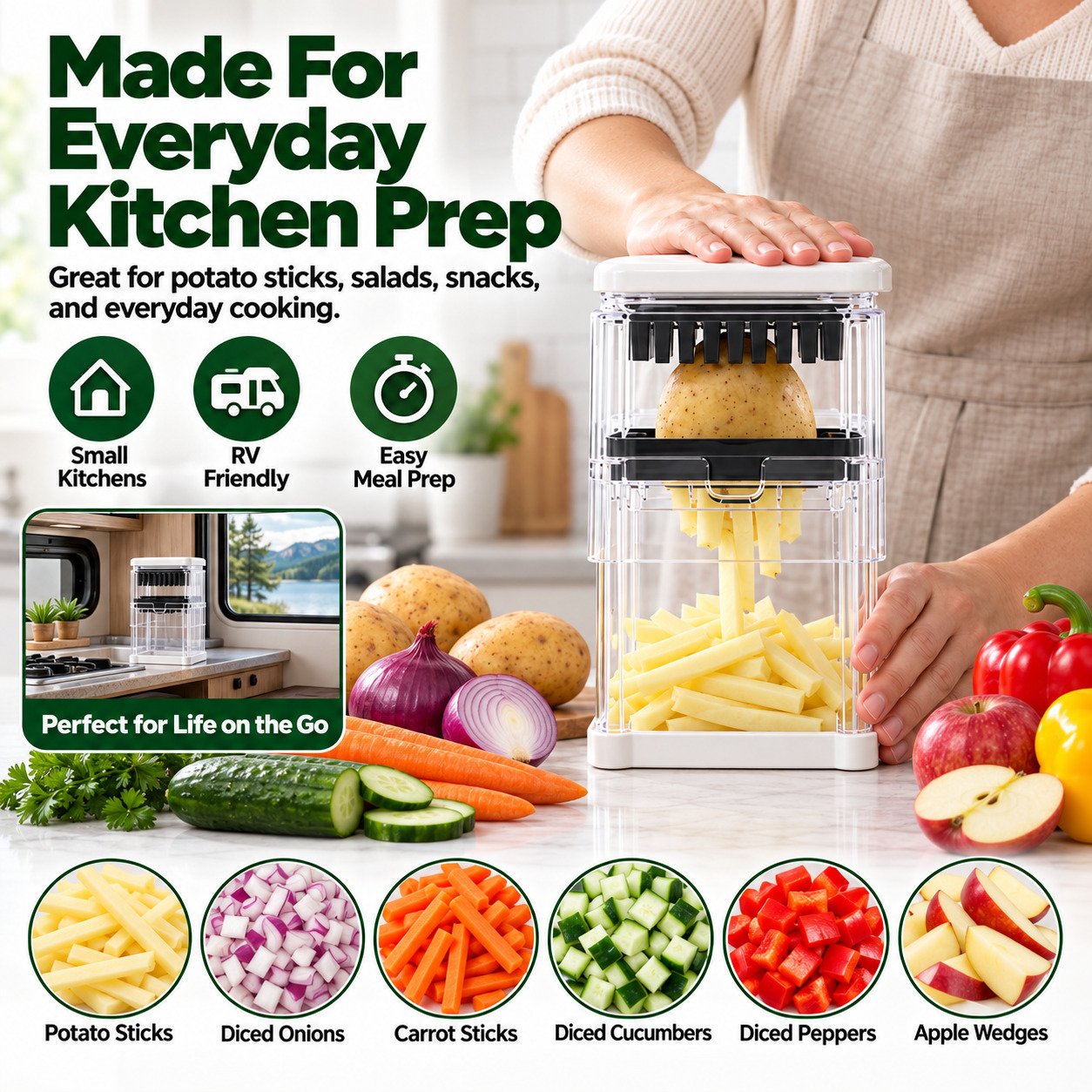 Vegetable and French fry cutter for potato sticks vegetables and everyday meal prep