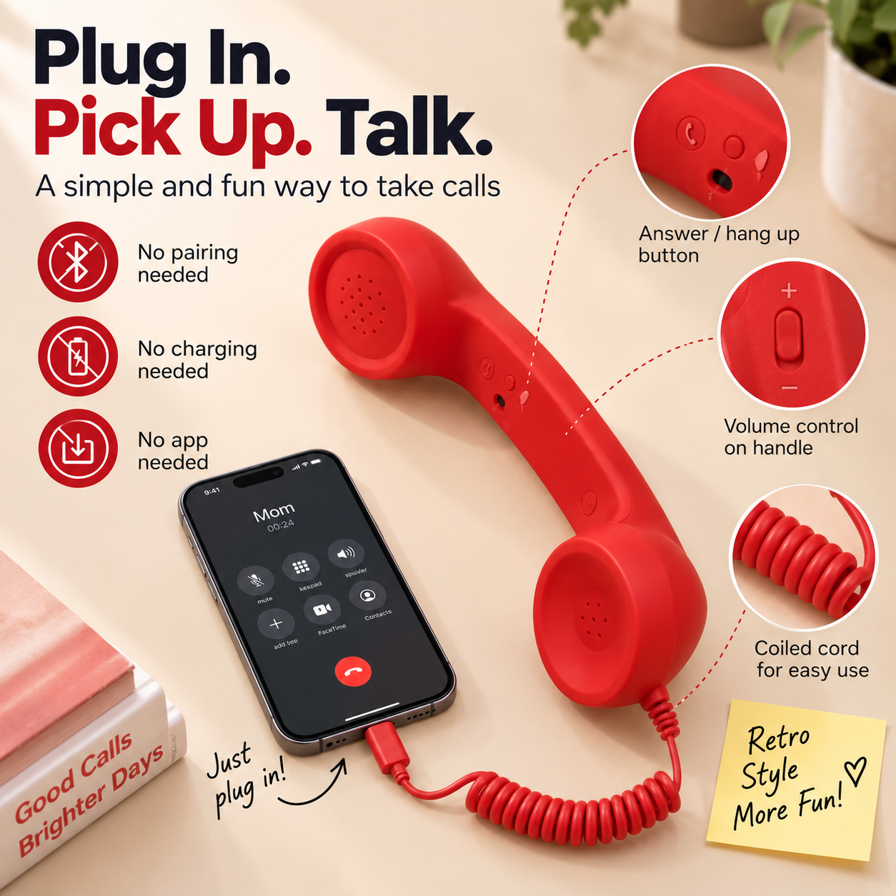 Old-school retro handset with modern smartphone