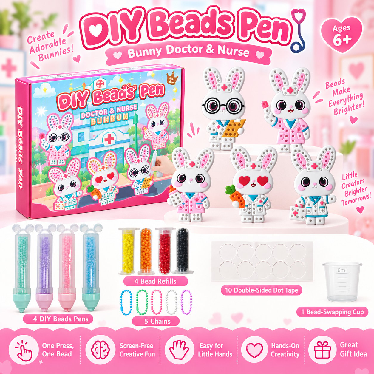 Bunny Doctor and Nurse DIY Beads Pen style
