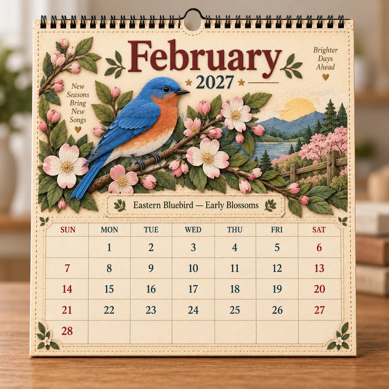 February Eastern Bluebird Early Blossoms