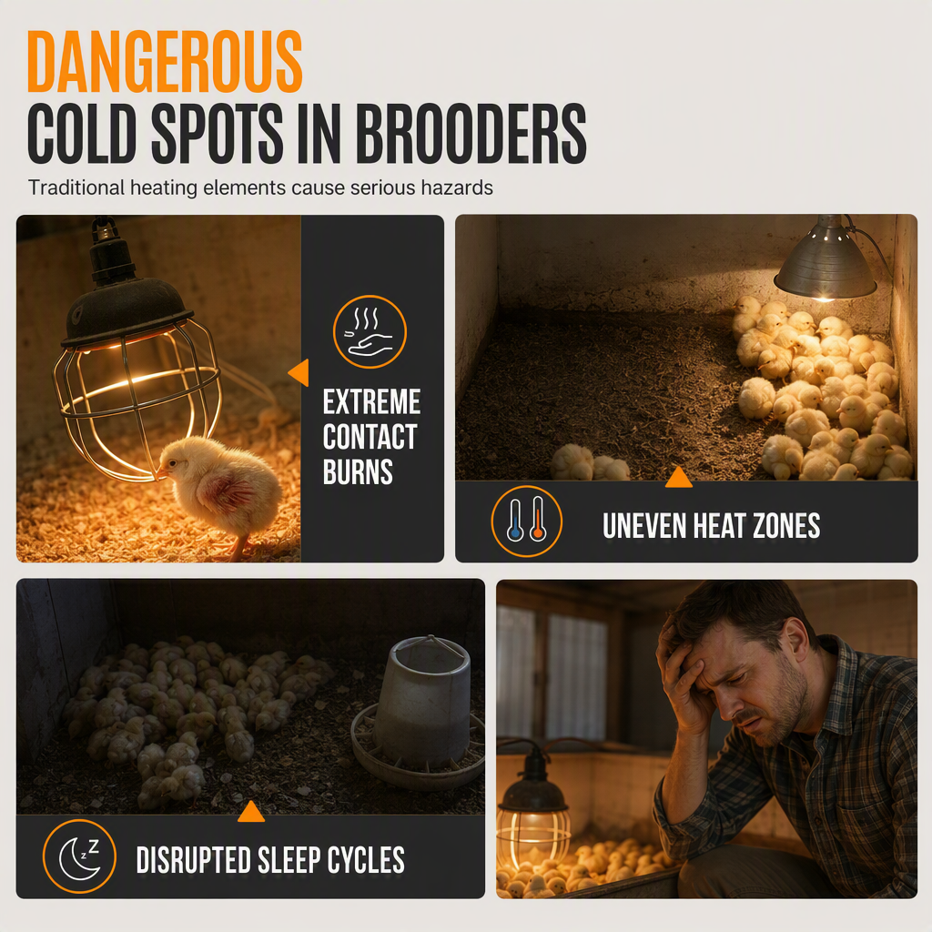Uneven temperature zones inside a brooder