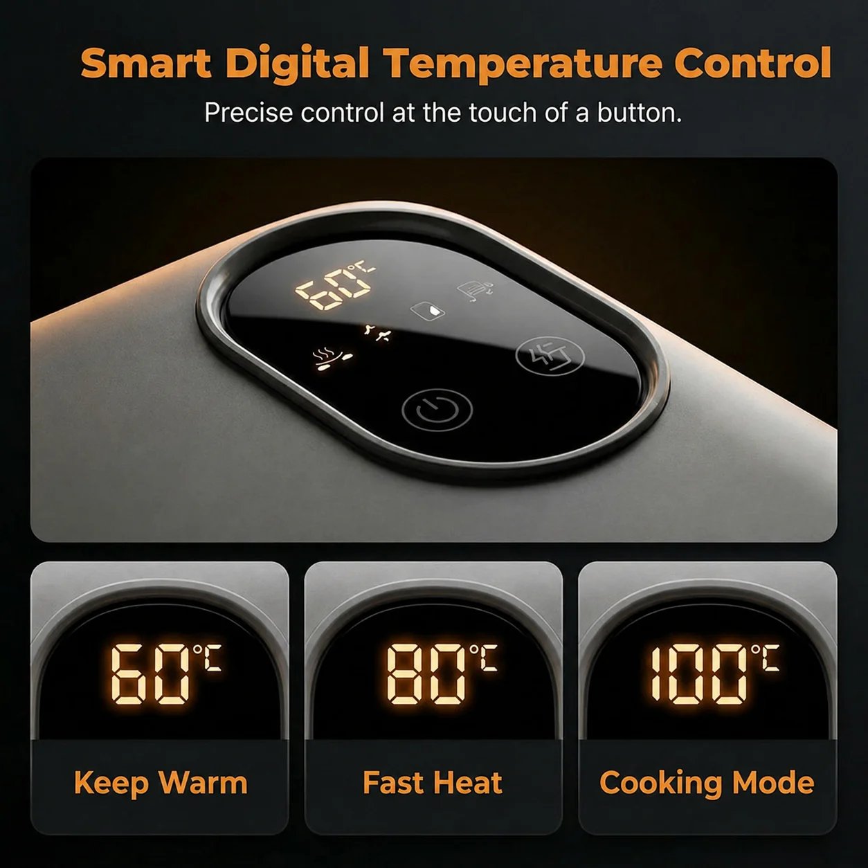 Smart digital temperature control panel with three heat modes