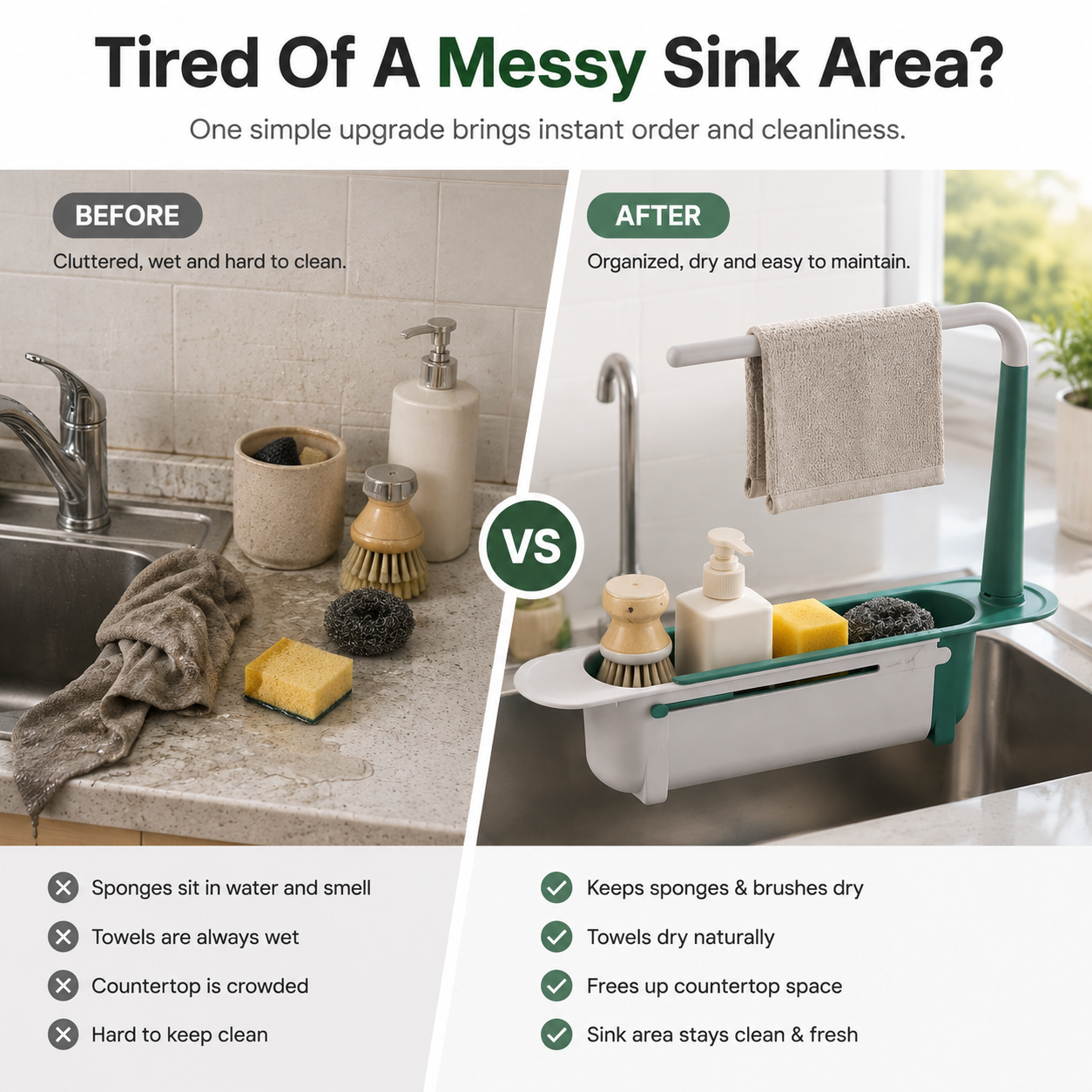 Organized kitchen sink area