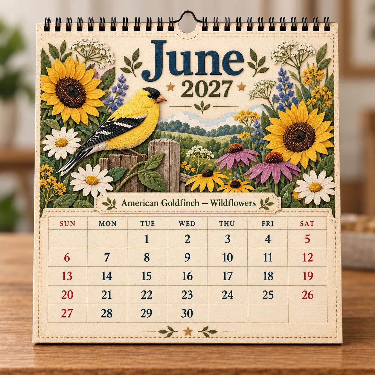 June American Goldfinch Wildflowers