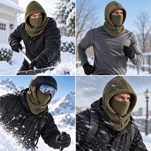 Winter fleece hood for outdoor activities
