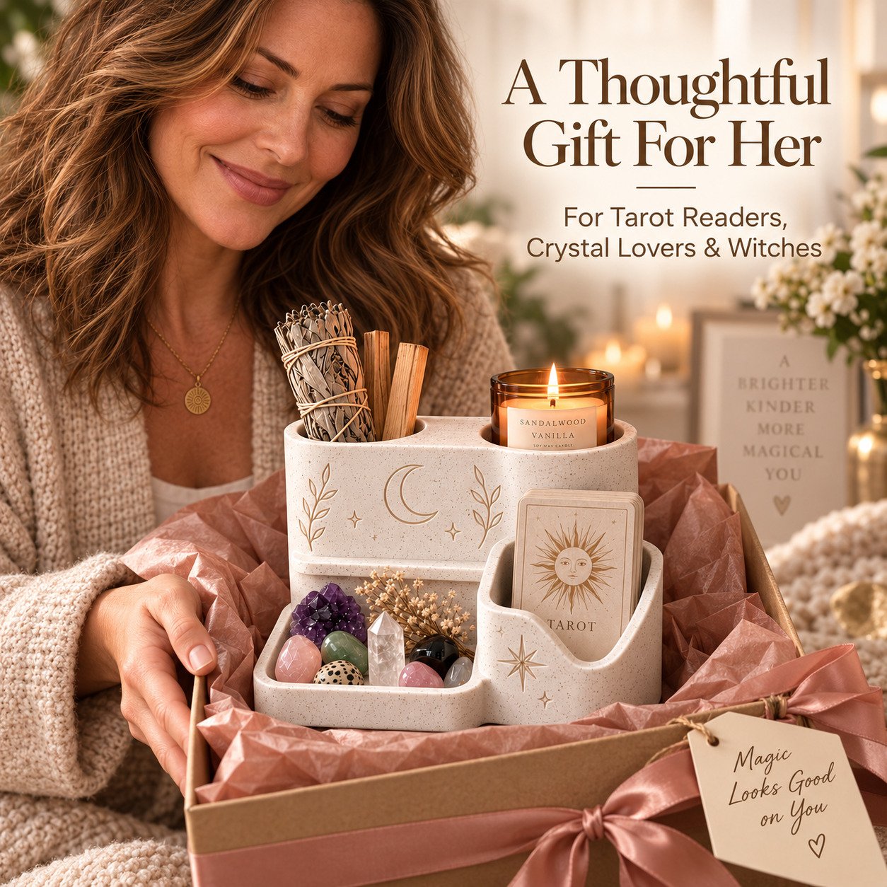 Witchy altar organizer presented as a thoughtful gift