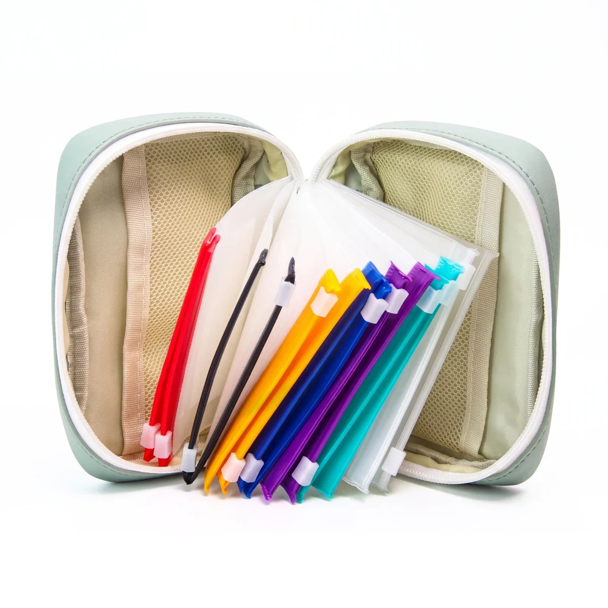 Pill organizer case and reusable zip pouch details