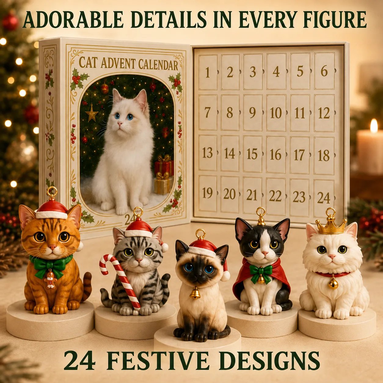 Christmas cat ornament details
