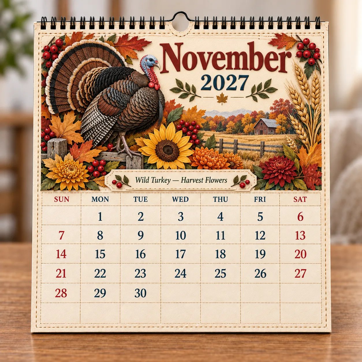 November Wild Turkey Harvest Flowers