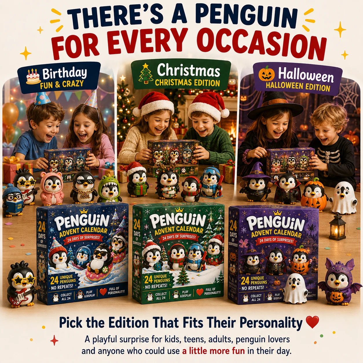 Penguin collection with different personalities