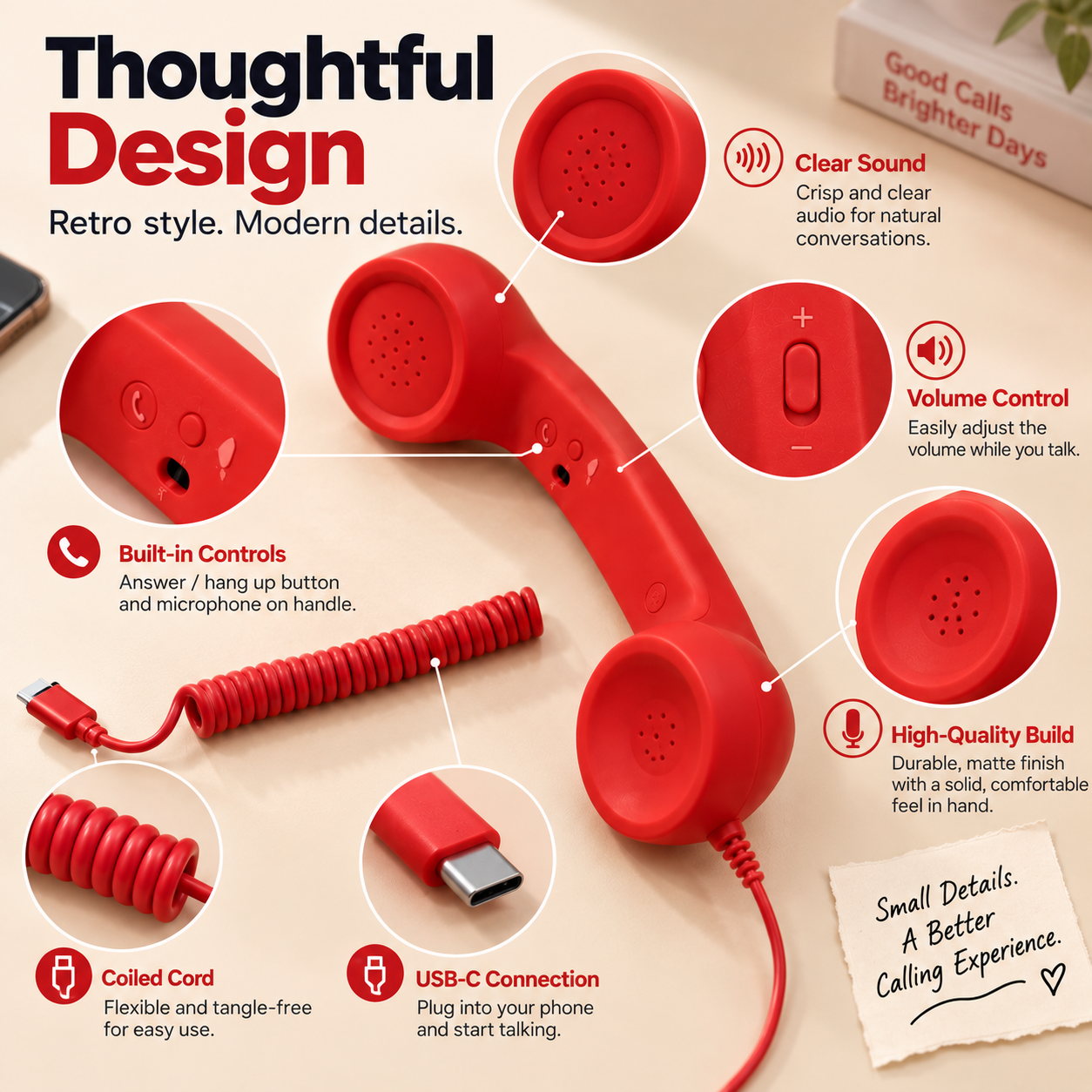 Retro phone handset as desk and home decor