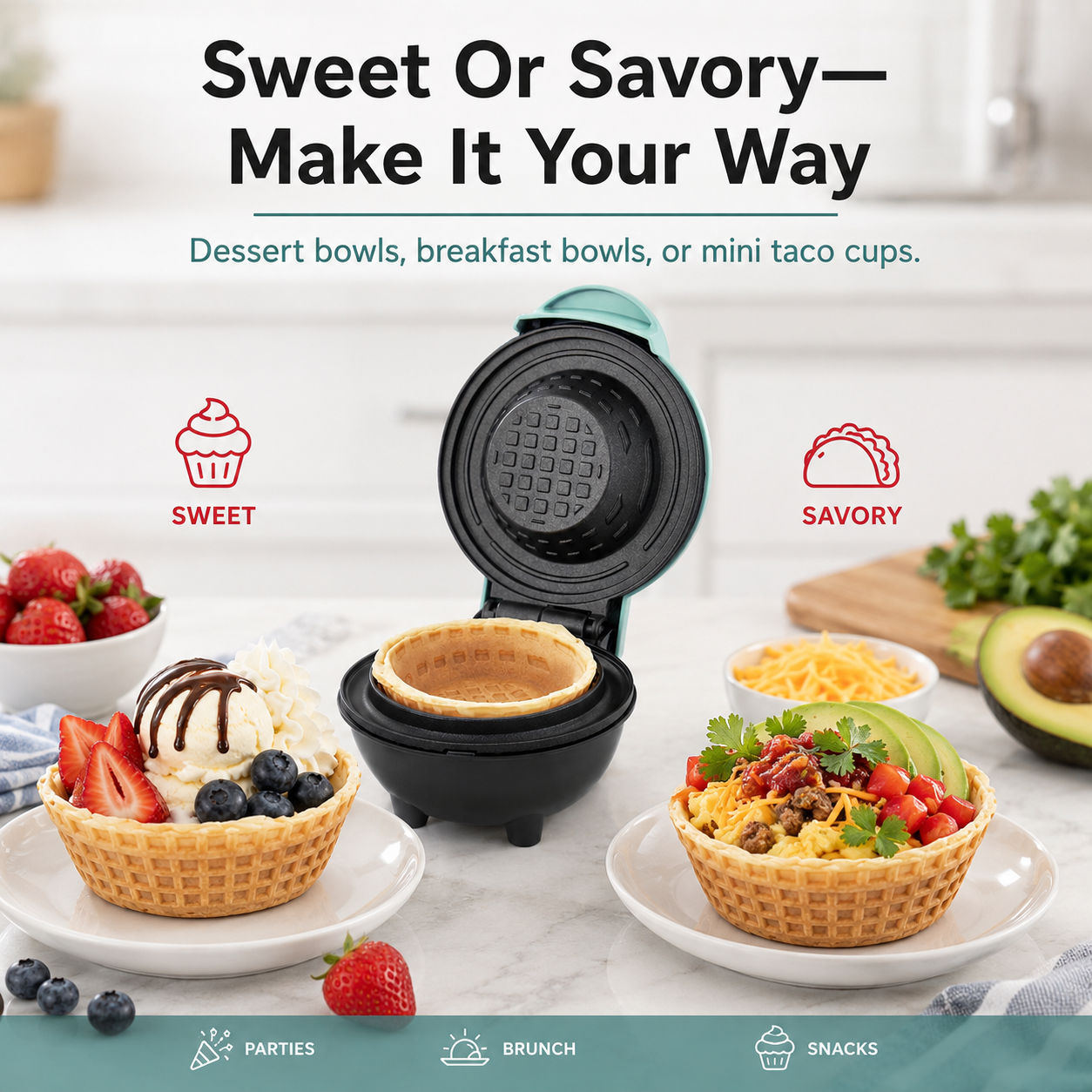 🧇 Electric Mini Waffle Bowl Maker