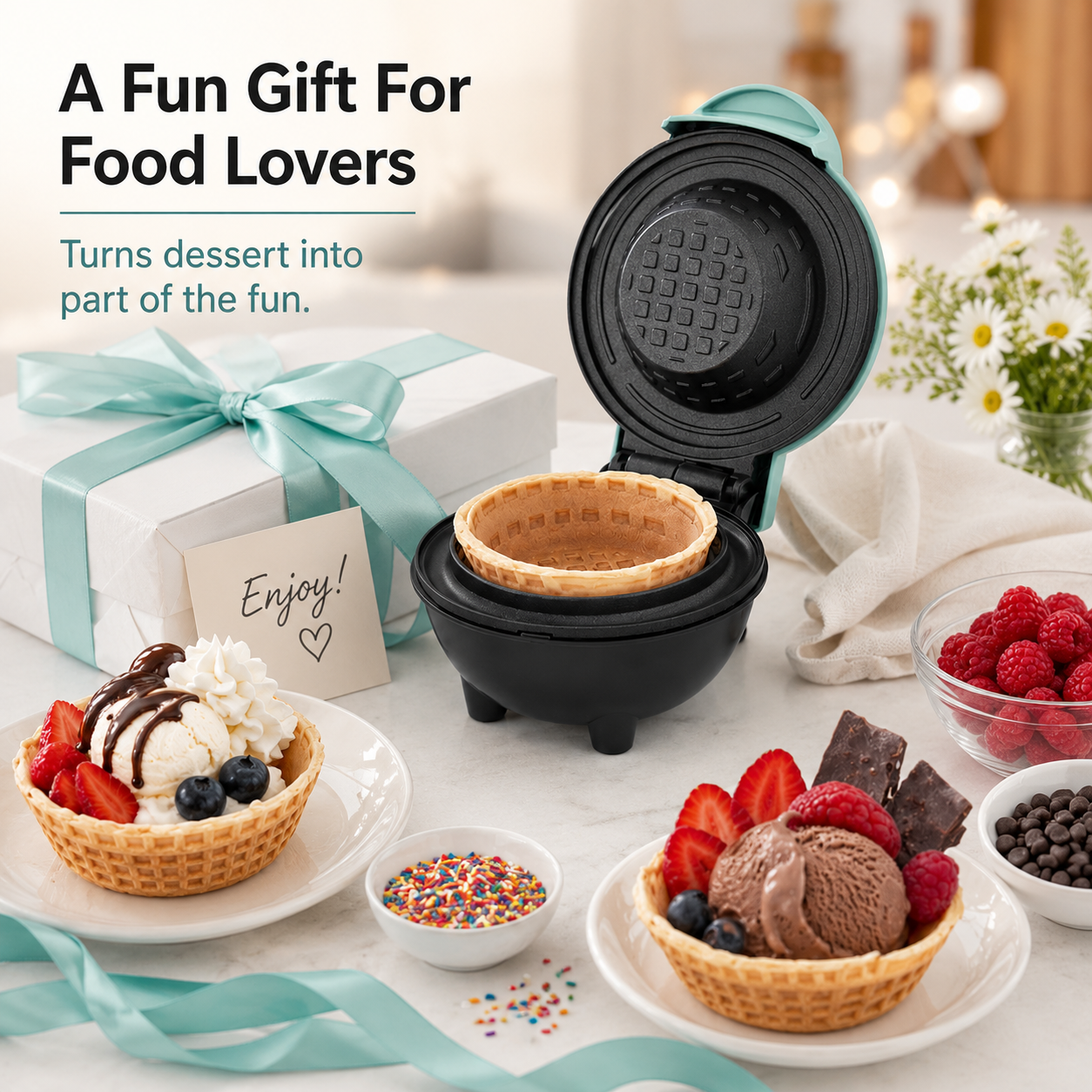 🧇 Electric Mini Waffle Bowl Maker