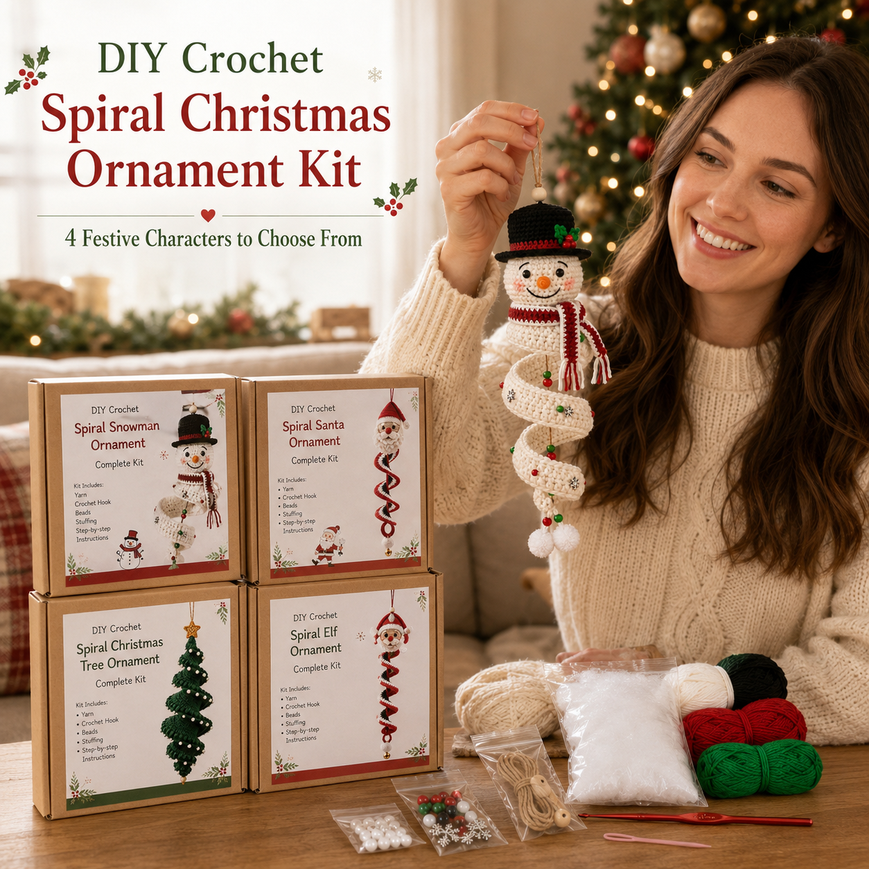 🪡 Crochet Spiral Christmas Ornament DIY Kit