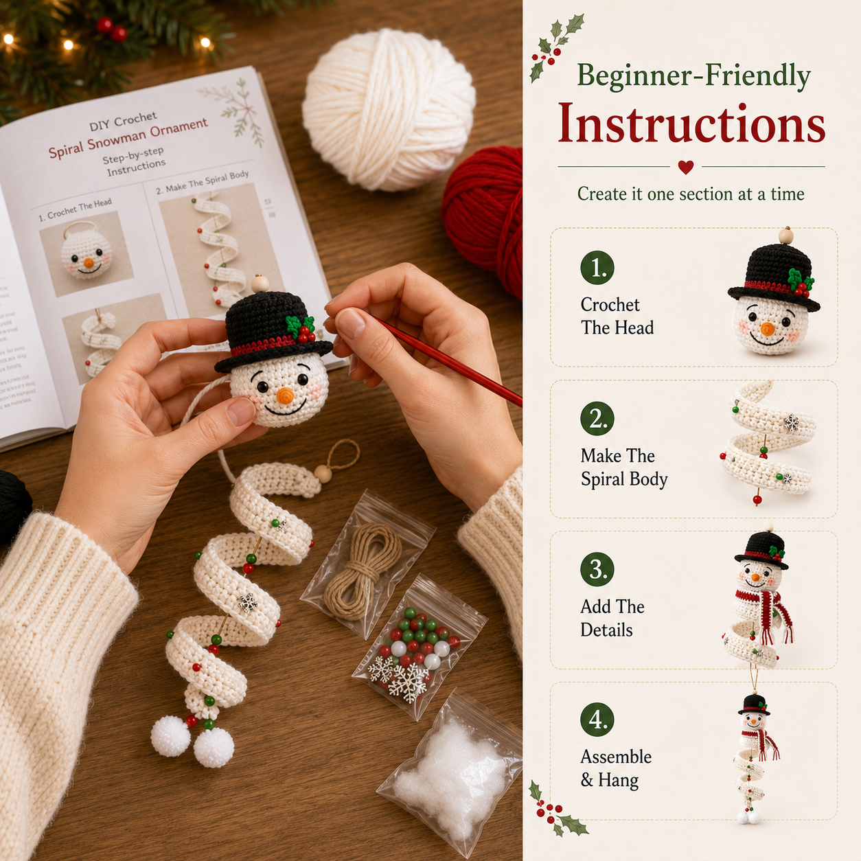 🪡 Crochet Spiral Christmas Ornament DIY Kit