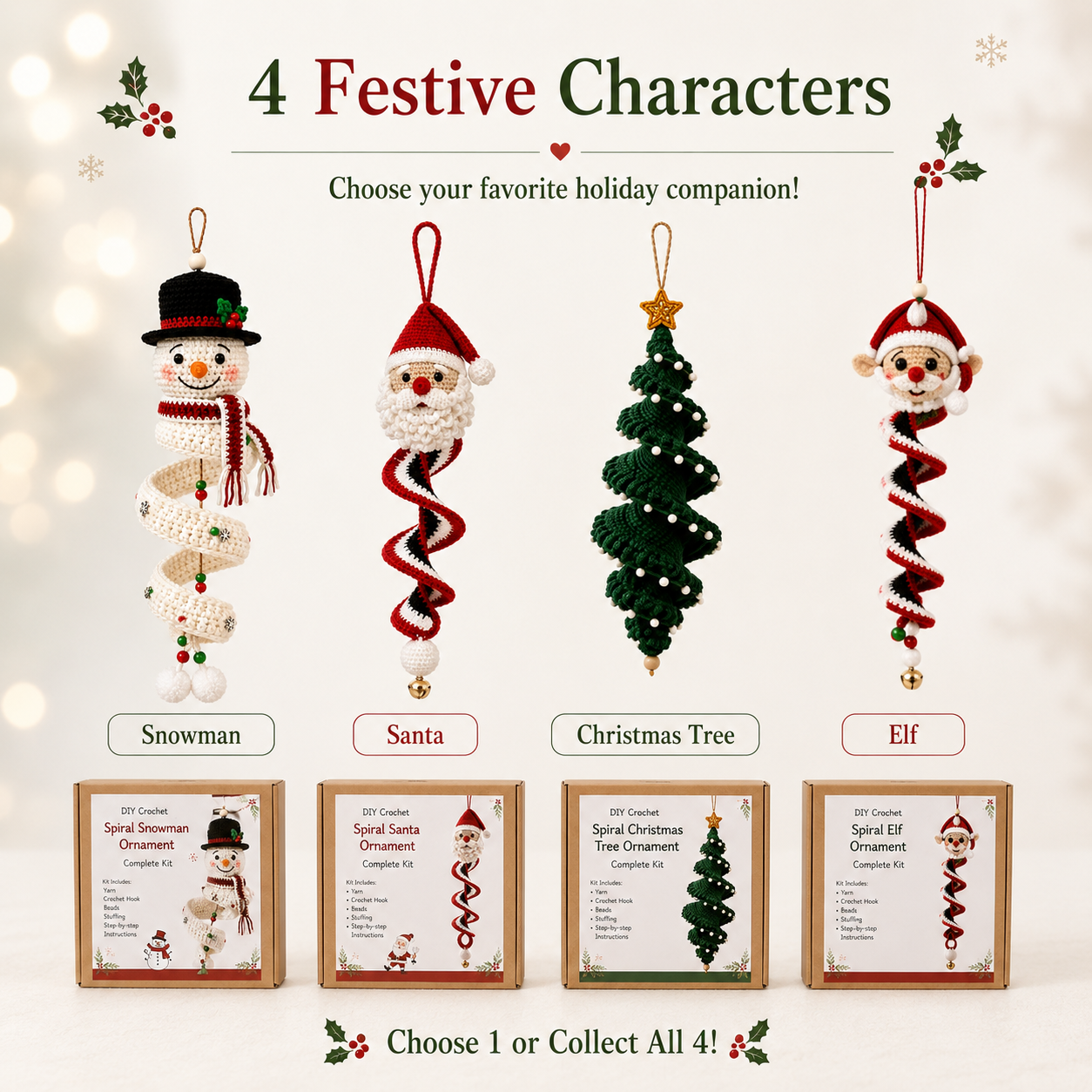 🪡 Crochet Spiral Christmas Ornament DIY Kit