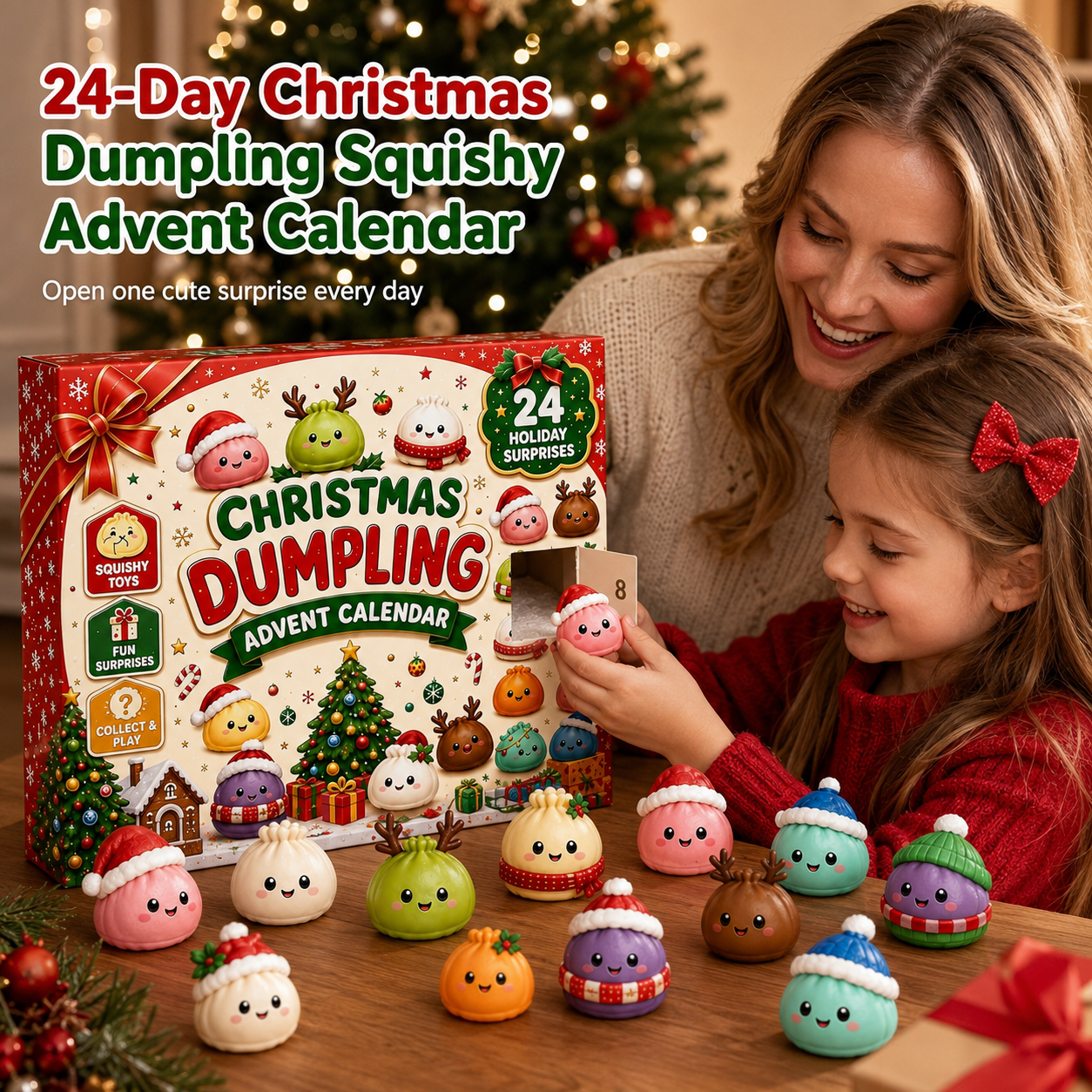 🎄24-Day Christmas Dumpling Squishy Advent Calendar