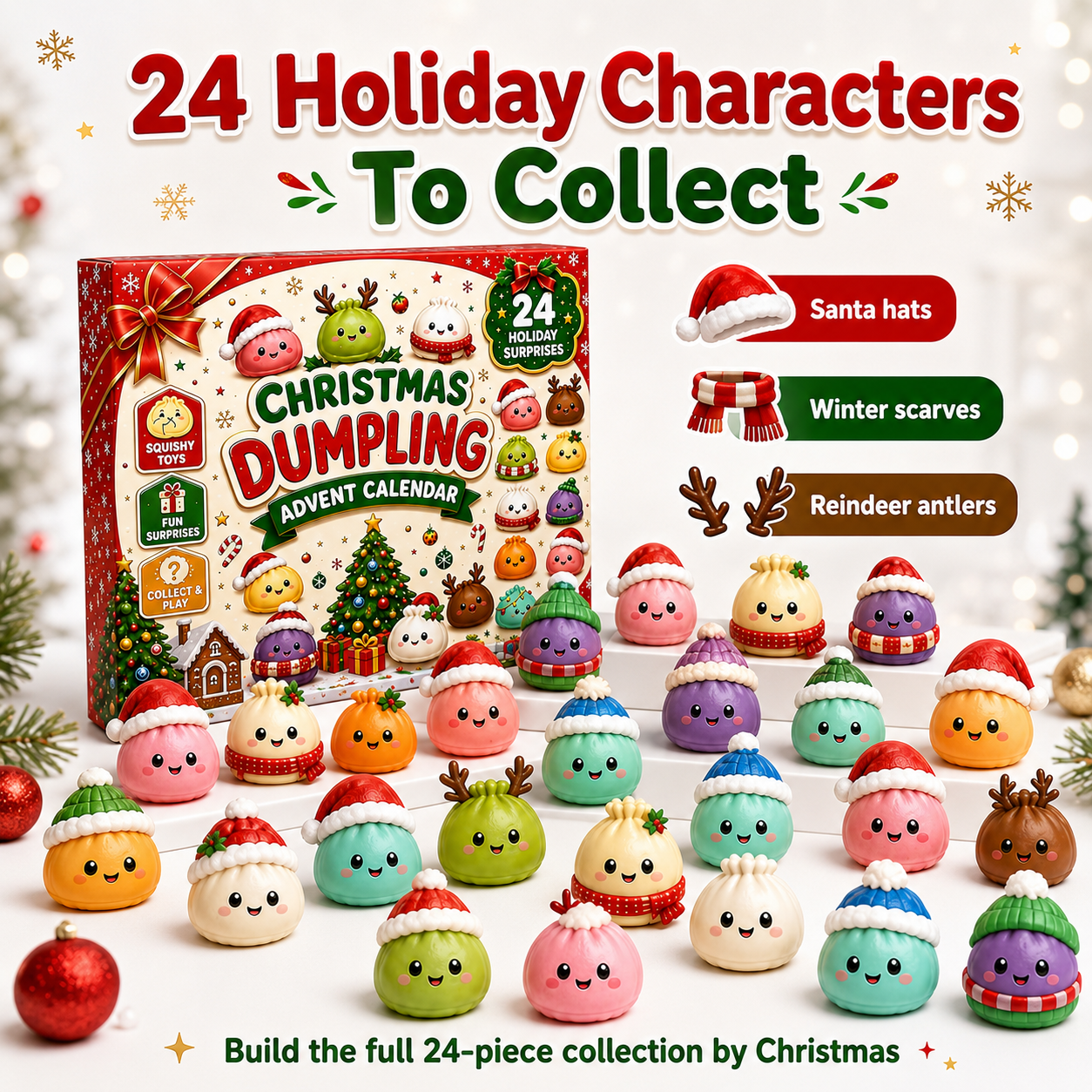 🎄24-Day Christmas Dumpling Squishy Advent Calendar