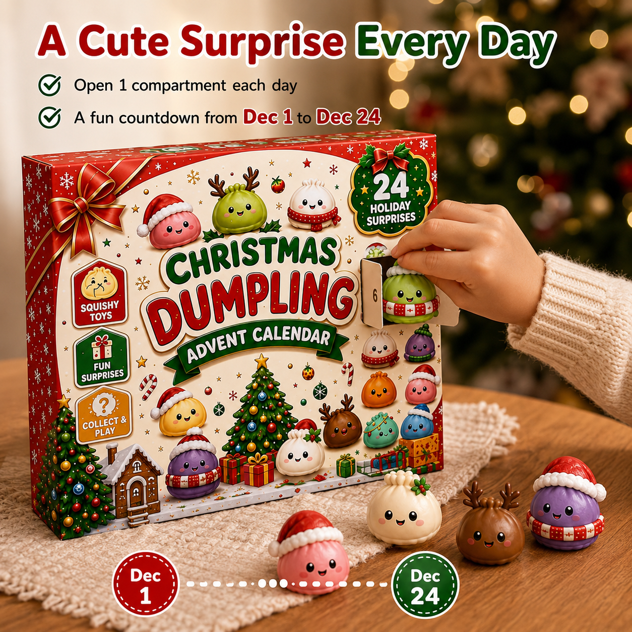 🎄24-Day Christmas Dumpling Squishy Advent Calendar