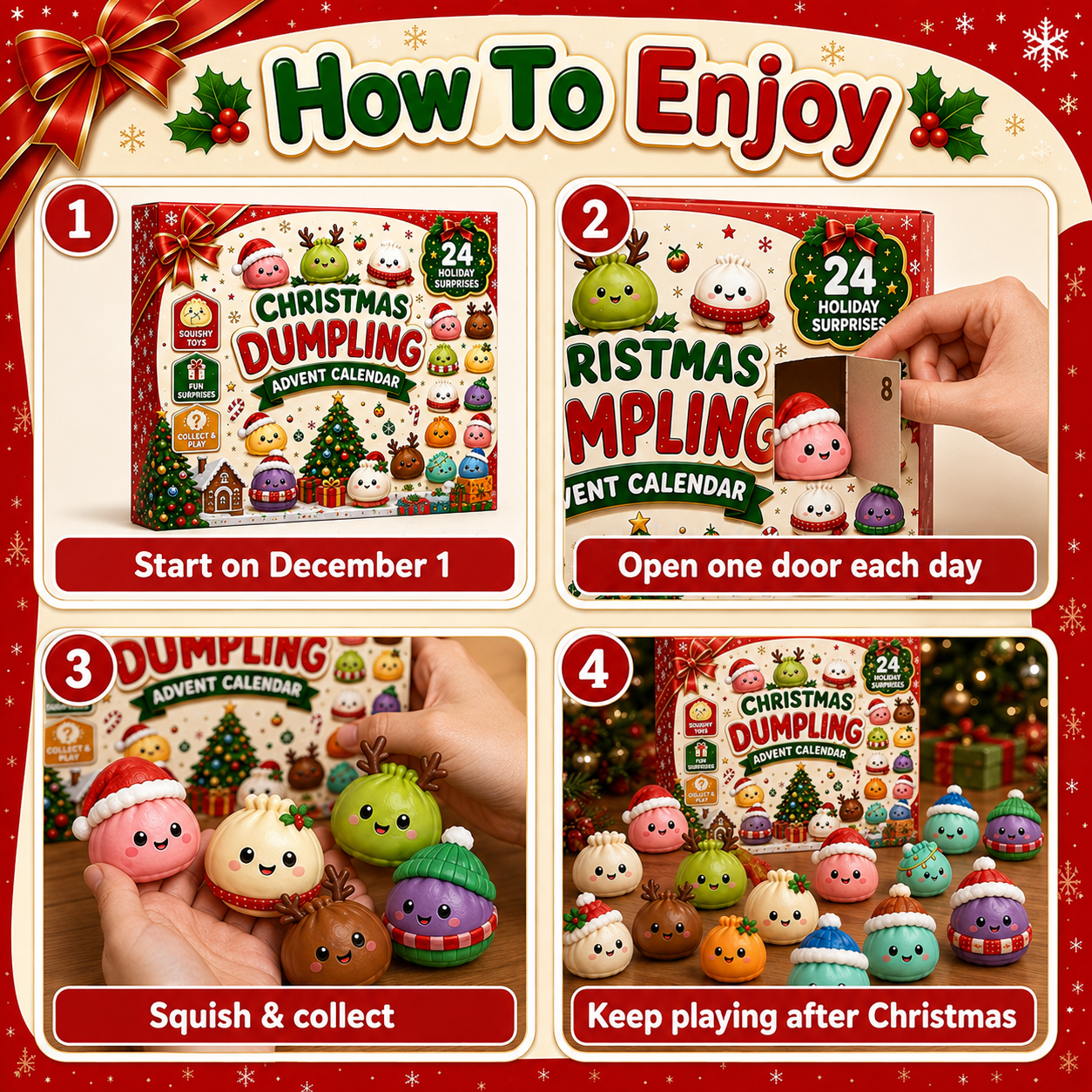 🎄24-Day Christmas Dumpling Squishy Advent Calendar