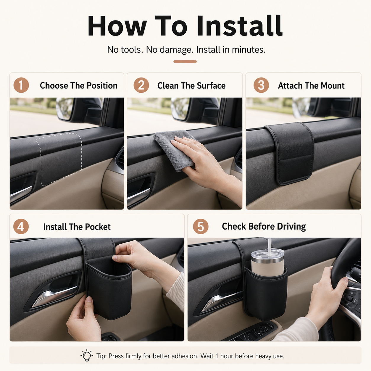 🥤 Car Door Cup Holder & Multi-Purpose Storage Pocket