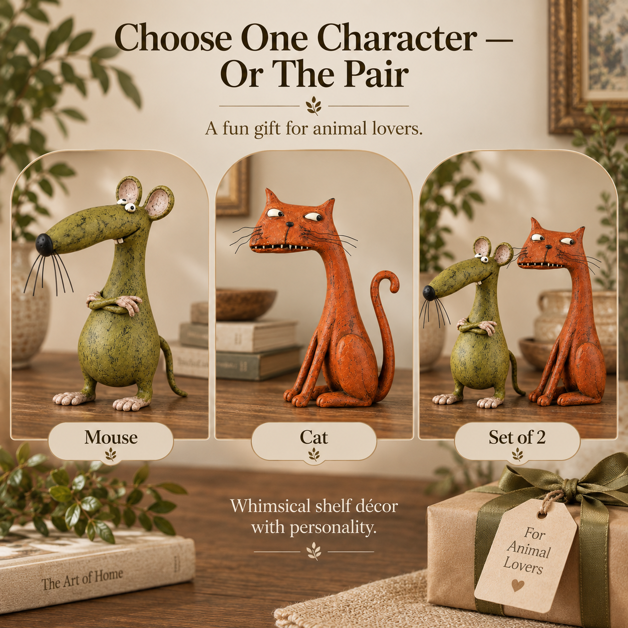 😼Whimsical Vintage Mouse & Cat Figurines🐭
