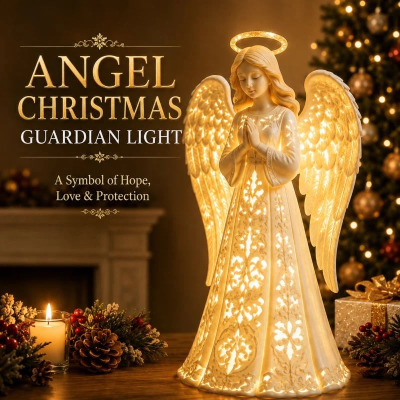 Angel Christmas Guardian Light glowing warmly indoors