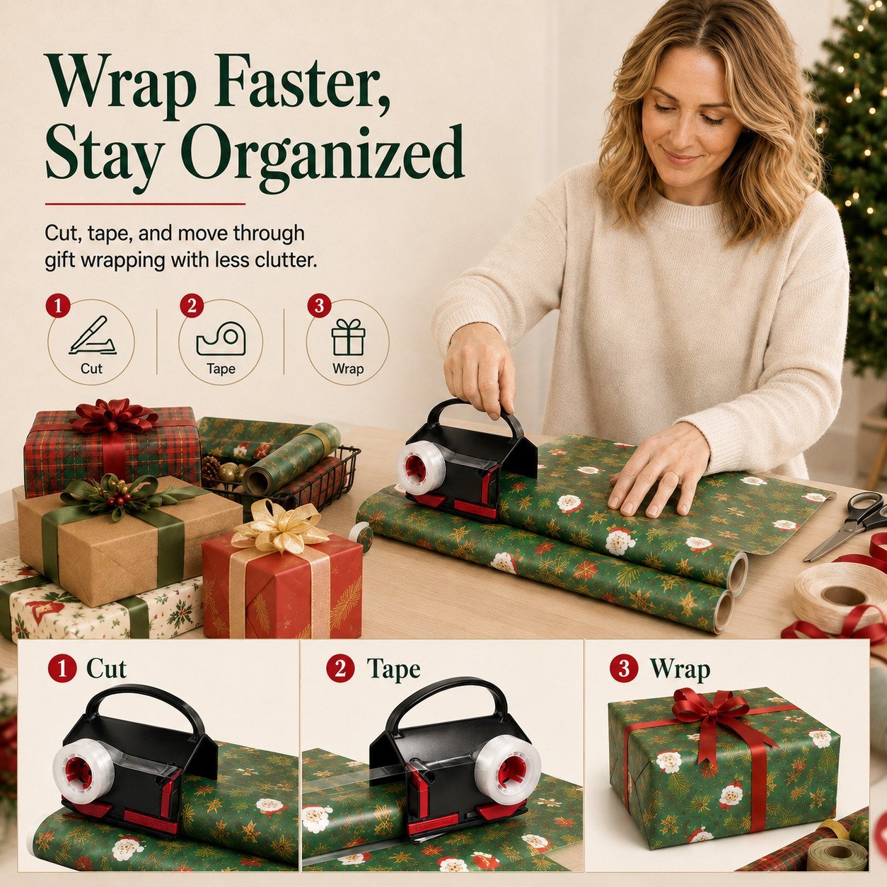 Wrap faster and stay organized Christmas gift wrapping