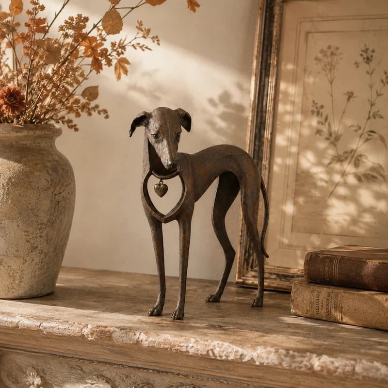 Heritage Heart Sighthound iron sculpture alternate view