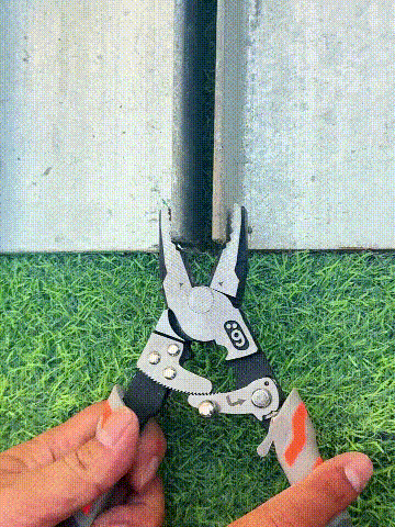 Industrial self-locking ratchet pliers in real workshop use